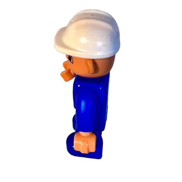 Lego Duplo Male Figure Blue Legs & Shirt, White Helmet - Picture 7 of 8